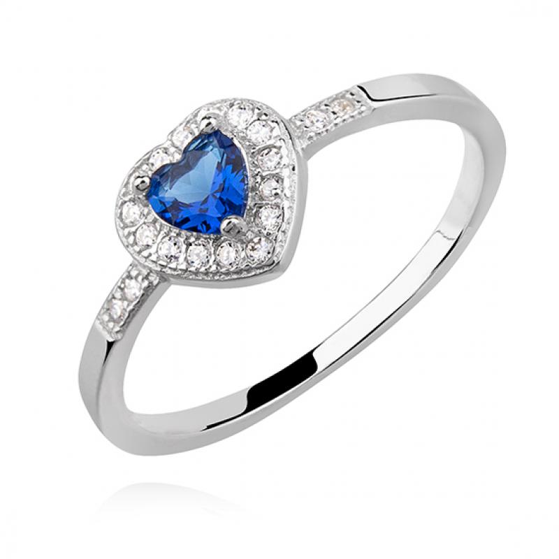 Inel argint cu inima albastra si pietre DiAmanti Z1229A_BL-DIA (Argint 925‰ 1,5 g.)
